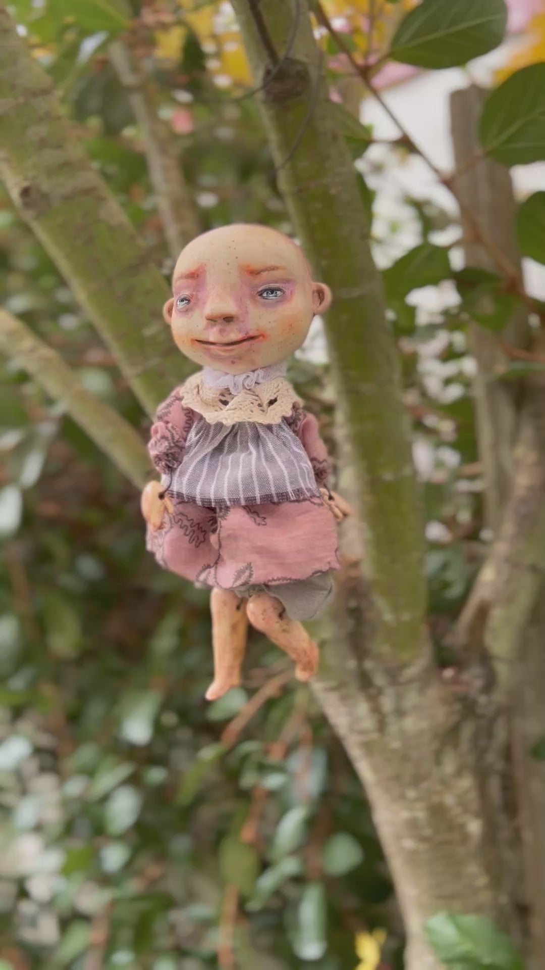 OOAK Creepy-Cute Art Doll Couple – Handmade Fantasy Clay-Face Collectible Dolls (Sold as a Pair)